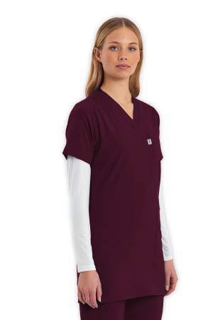 LAME Uniform Tunik Scrubs Üst – Bordo