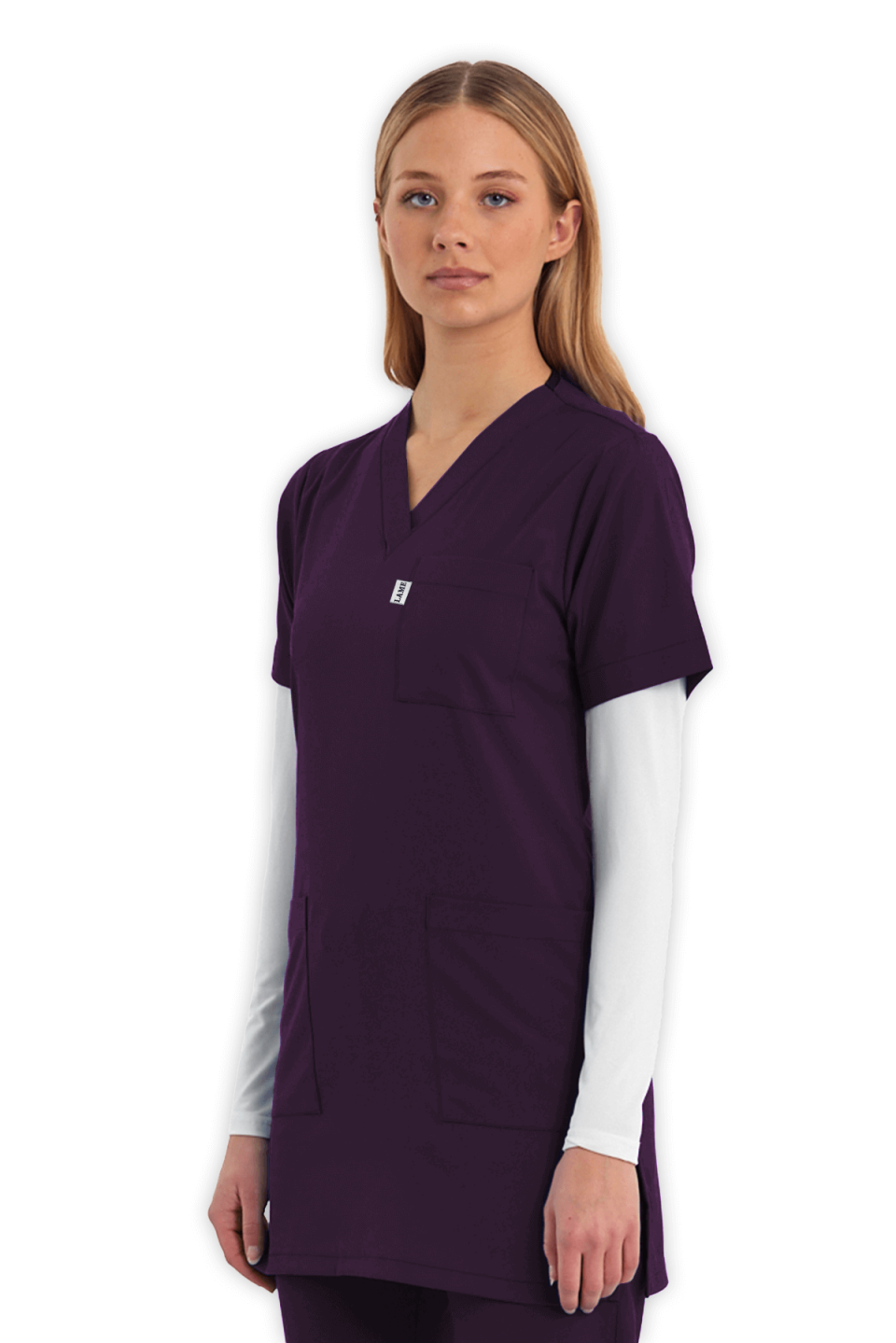LAME Uniform Tunik Scrubs Üst – Mürdüm