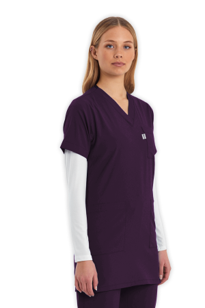 LAME Uniform Tunik Scrubs Üst – Mürdüm
