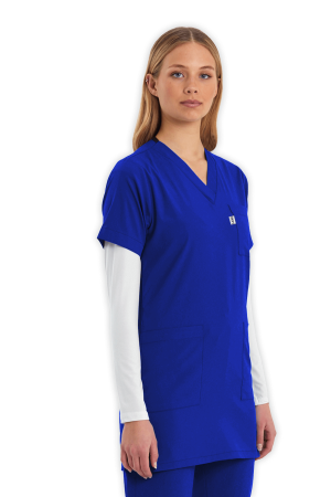 LAME Uniform Tunik Scrubs Üst – Saks Mavisi