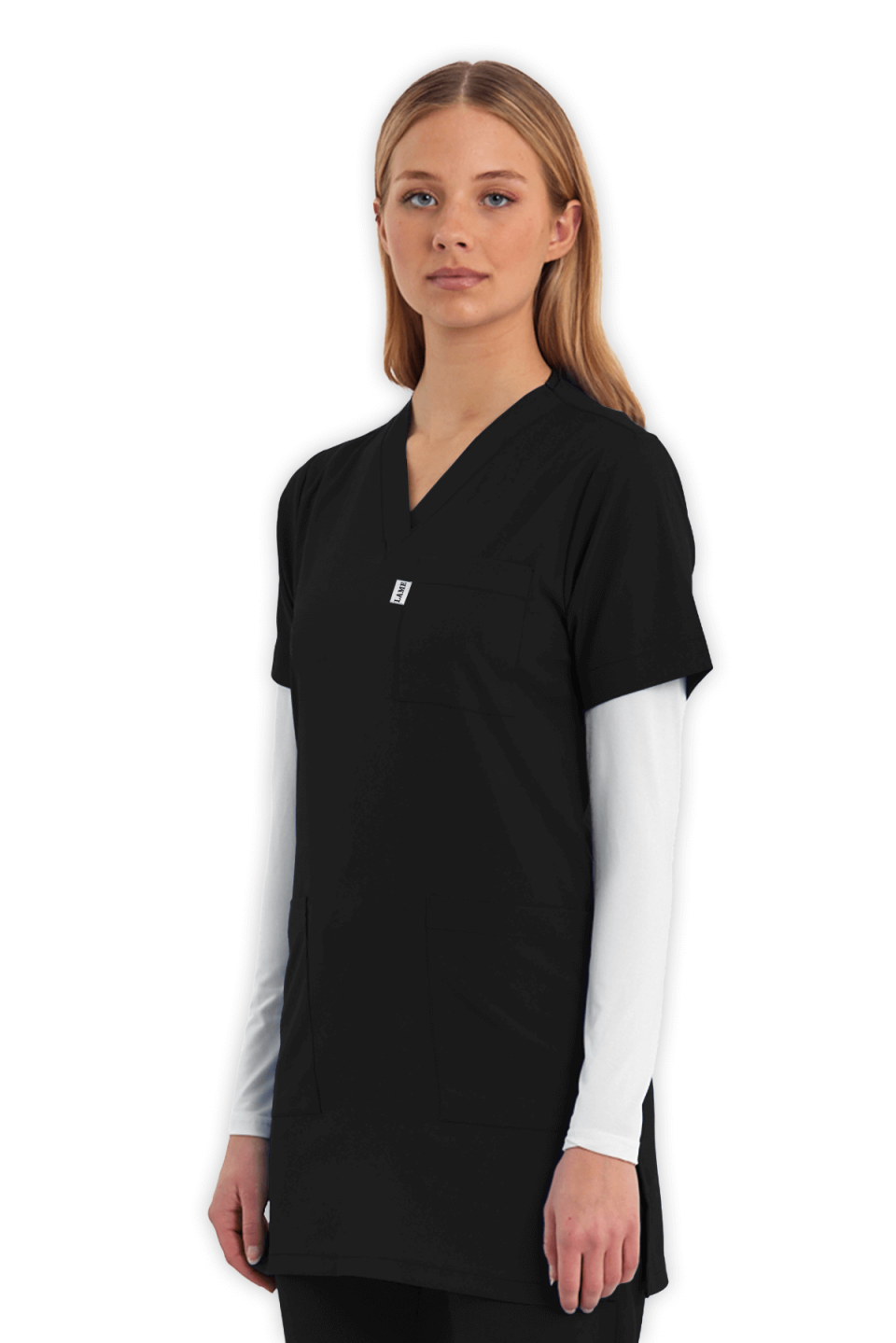 LAME Uniform Tunik Scrubs Üst – Siyah