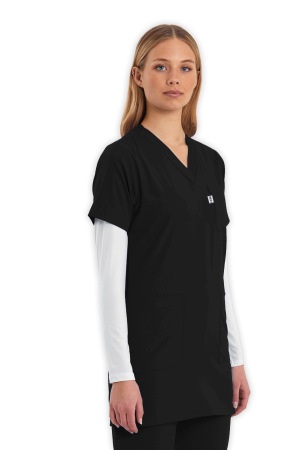 LAME Uniform Tunik Scrubs Üst – Siyah